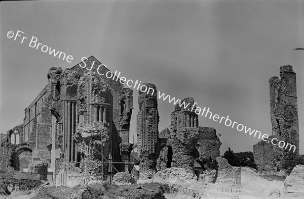 ABBEY RESTORATION WORK OF ABBEY CHURCH FROM S.E. CORNER OF EXCAVATIONS